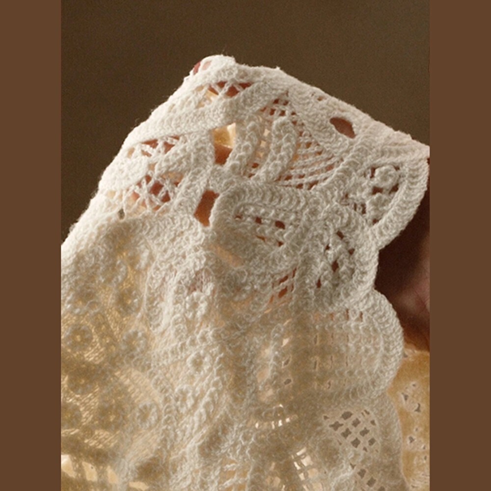 Cream Crochet Lace Halter Crop Top - Picture 6 of 6